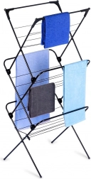 Skladací kovový sušiak na prádlo, čierny, 61 × 58 × 136 cm
