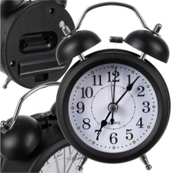 Retro kovový budík s LED podsvietením a tichým chodom