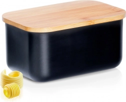 Oceľová maslenka s bambusovým viečkom, čierna