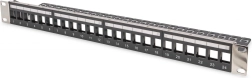 Modulárny patch panel 19" s 24 portami pre keystone moduly, 1U, tienený, s vedením káblov
