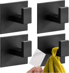 Samolepiace kovové háčiky do kúpeľne 4 ks RUHHY, čierne matné