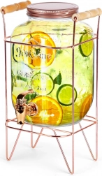 Sklenený nápojový dávkovač s kohútikom a zlatým stojanom 4,2 l Vilde