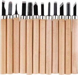 Súprava 12 dlát a rydiel na drevo s drevenou rukoväťou