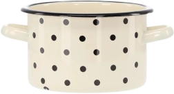 Smaltovaný hrniec 2 l, 16 cm, biely s bodkami