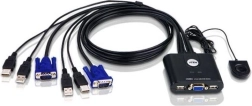 2-portový káblový prepínač USB VGA s diaľk. výberom portu