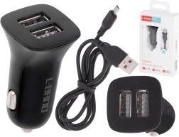 Rýchla autoadaptér nabíjačka 2× USB s káblom micro USB L-BRNO