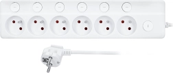 Solight predlžovací prívod s individuálnymi vypínačmi, 6 zásuviek, 3 m, biely