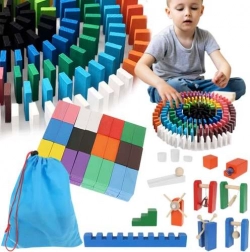 Drevené domino a guľôčková dráha 407 dielov s taškou