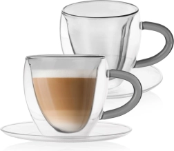 Termo dvojstenné šálky s podšálkami 160 ml, tvar srdca, 2 ks