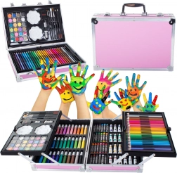 Výtvarná sada v kufríku 145 ks ružová