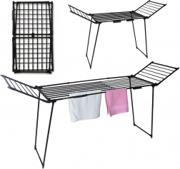 Stojanový sušiak na bielizeň, výsuvný, balkónový, 27 m, čierny