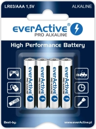 Alkalické batérie AAA (LR03) Everactive Pro Alkaline, blister 4 ks