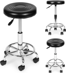 Otočná kozmetická a zdravotnícka stolička s operadlom, čierna ModernHome