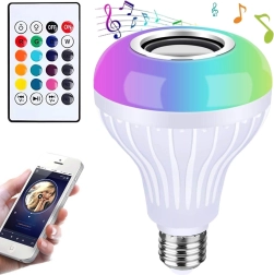 RGB LED žiarovka s reproduktorom a diaľkovým ovládaním