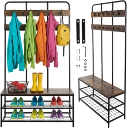 Stojanový predsieňový regál s vešiakom 182 cm Ruhhy