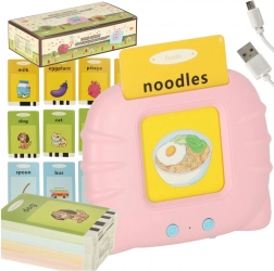 Elektronická čítačka kariet na učenie angličtiny, 112 zvukových kartičiek, ružová