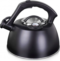 Oceľová kanvica s píšťalkou a teplomerom 3 l – čierna