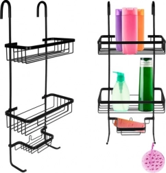 čierna závesná sprchová polička