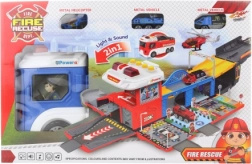 Policajné auto s rozkladacou garážou a svetlami