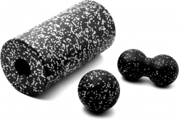 Masážna sada 3v1 s valčekom a loptami – Čierno-biely