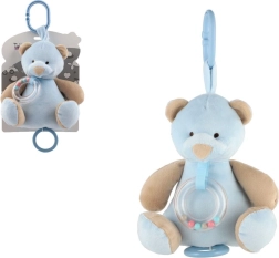 Hudobný plyšový medvedík na zavesenie 18 cm – modrý