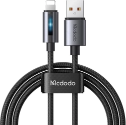 USB kábel McDodo s LED osvetlením 1.2m čierny