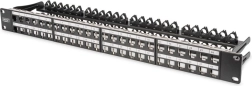 Modulárny patch panel Digitus vysokej hustoty, 19" 48x Keystone, tienený, 1U, čierny