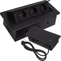 Zápustná trojitá zásuvka do dosky IZOXIS, čierna