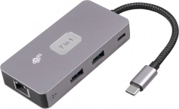 Adaptér HUB USB C 7 v 1 HDMI USB SD/TF RJ45