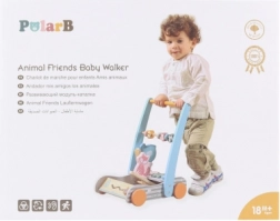 Drevené chodítko pre batoľatá so zvieratkami