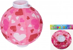 Lampión guľa 20 cm na batérie s motívom srdiečok