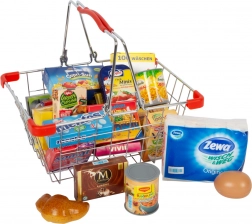Kovový nákupný košík s maketami potravín small foot