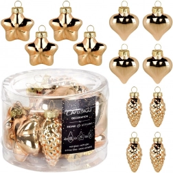 Sklenené vianočné ozdoby zlaté 4–4,5 cm, sada 12 ks