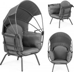 Záhradná stolička s nastaviteľnou strieškou, šedé ModernHome