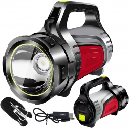 Nabíjateľný LED reflektor a baterka s powerbankou na kempovanie a núdzové situácie