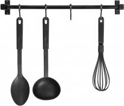 Kuchynský nástenný reling RADKA 50,5 cm – čierny kov