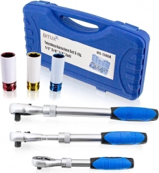 Sada teleskopických račníc 1/4", 3/8", 1/2" + nárazové nadstavce 17/19/21 mm