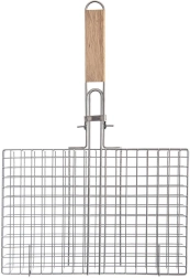 Uzatvárateľný grilovací košík 32 × 49 cm s drevenou rukoväťou