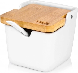 Keramická cukornička 250 ml s bambusovým viečkom a lyžičkou