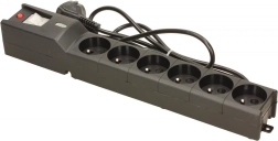 Prepätová predlžovacia zásuvka LESTAR, 6 zásuviek, 1,5 m, čierna