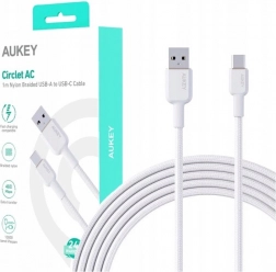 Aukey USB‑C na USB‑A kábel 1 m 60 W PD s nylonovým opletením biely