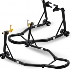 Sada motocyklových stojanov predný a zadný, oceľové, stabilné a nastaviteľné, 250 kg