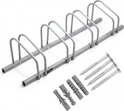 Stojan na 4 bicykle na stenu aj podlahu, odolný proti korózii