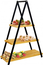 Trojposchodový bambusový servírovací stojan 38 × 16,5 × 53 cm