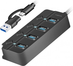 USB Hub so 4 portmi, 3.2 Gen 1, čierny