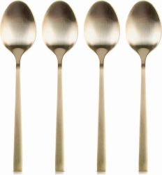 Zlaté čajové lyžičky z nehrdzavejúcej ocele, sada 4 ks
