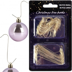Zlaté háčiky na vianočné ozdoby 4 a 6 cm, 150 ks