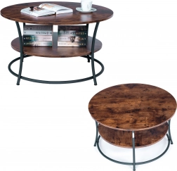 Okrúhly konferenčný stolík s dvoma policami ModernHome