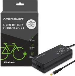 Nabíjačka Qoltec pre batériu elektrobicykla 36 V, 42 V, 2 A, 5,5 × 2,5 mm