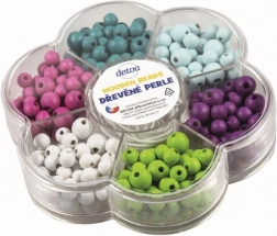 Detoa drevené koráliky v kytičke pastelové